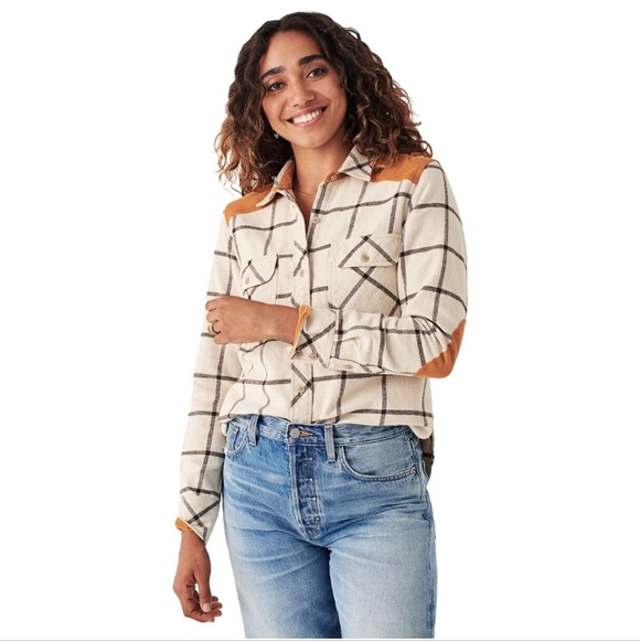 Faherty Womens Daly Flannel Plaid Shirt Button Down - Picture 7 of 14